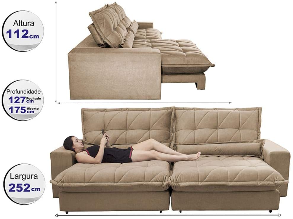 Sofa Retrátil e Reclinável com Molas