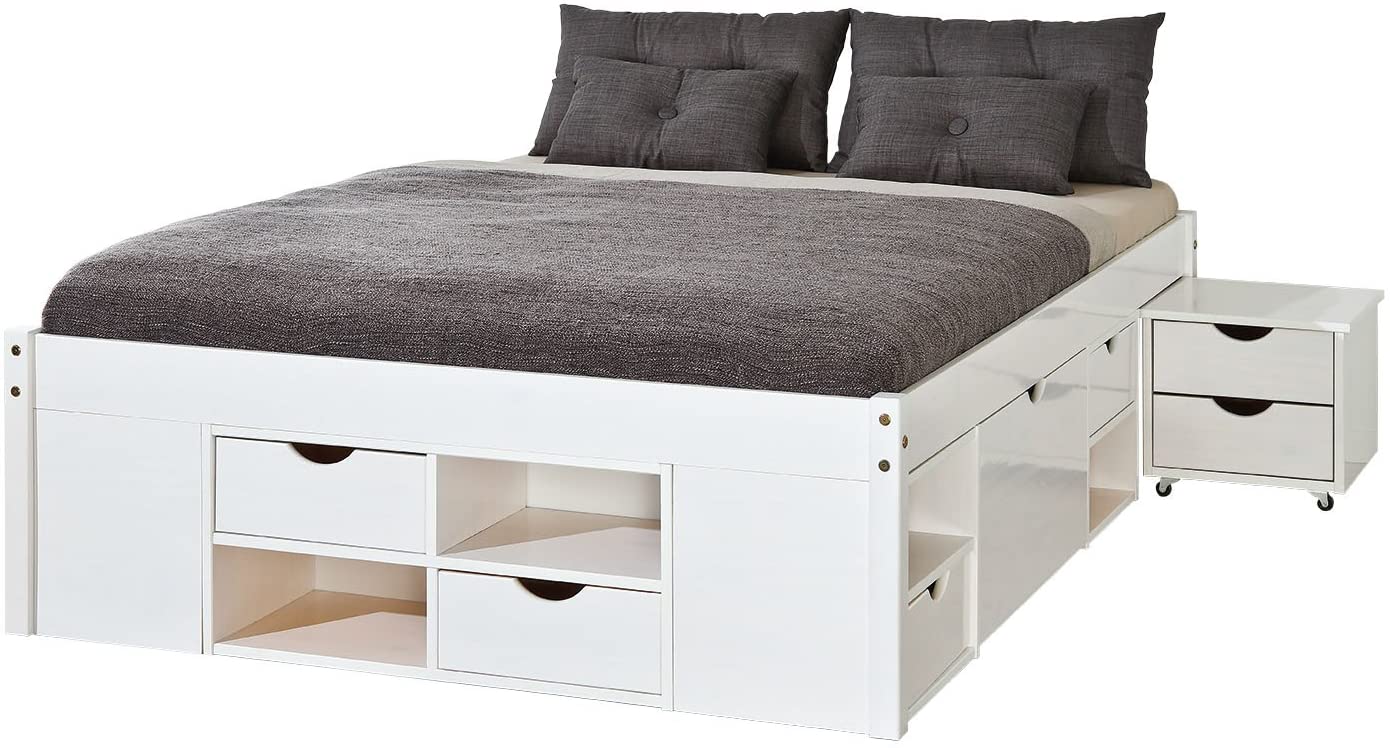 Cama Casal Multifuncional Madeira Maciça 6 Gavetas